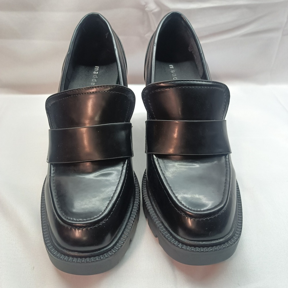 Madden Girl Smarty Womens 10M Chunky Block Heel Black Loafers Y2K 90s Style - Picture 4 of 8
